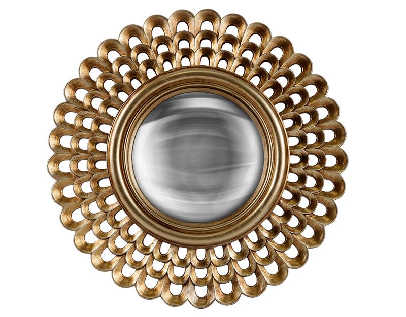 Photo n°1 du produit Miroir rond convexe doré 28,8cm-GR329C29-0