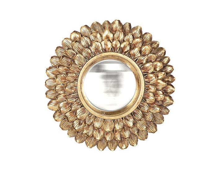 Photo n°1 du produit Miroir rond convexe doré avec contour pétales de fleurs 20 cm-GR570C20-0