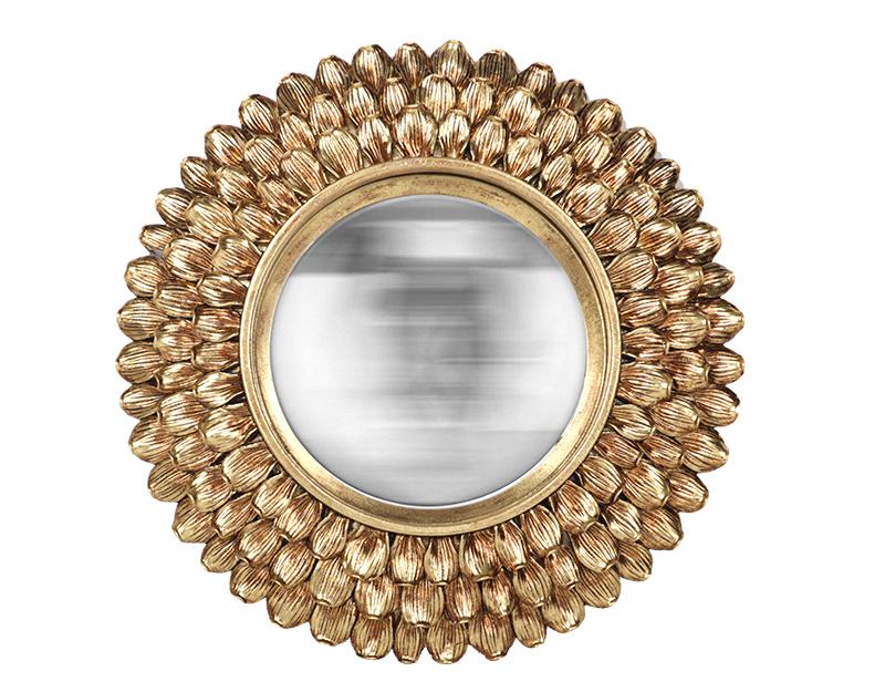 Photo n°1 du produit Miroir rond convexe doré avec contour pétales de fleurs 24cm-GR570C24-0