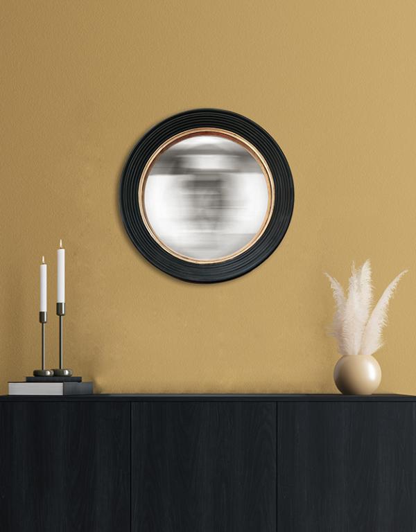 Photo n°2 du produit Miroir rond convexe noir et doré 48,5cm-GR301C48-0