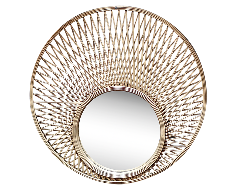 Photo n°1 du produit Miroir rond décalé en bambou 80cm-GR129C80-0
