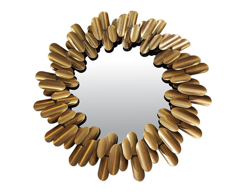 Photo n°1 du produit Miroir rond design métal doré 62.5cm-GR756C62-0