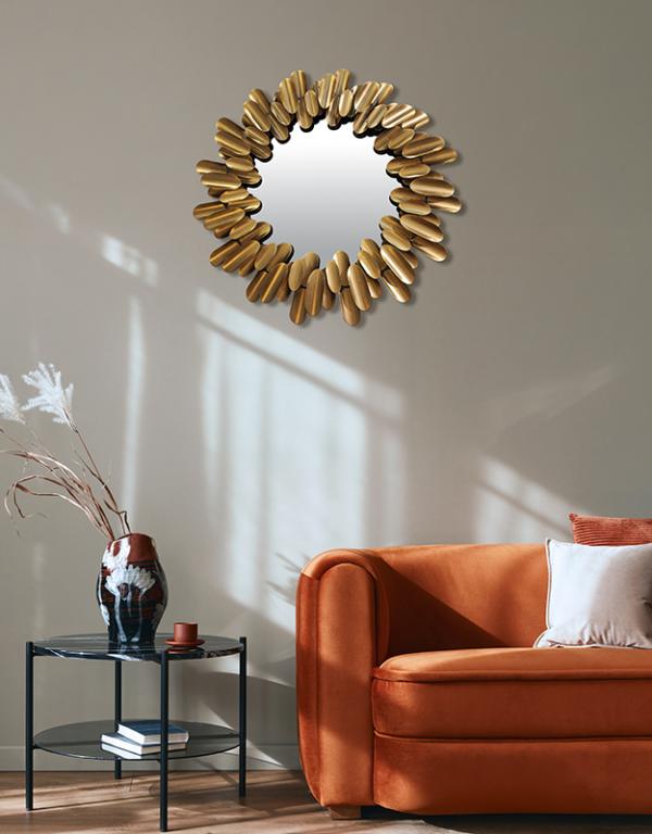 Photo n°3 du produit Miroir rond design métal doré 62.5cm-GR756C62-0