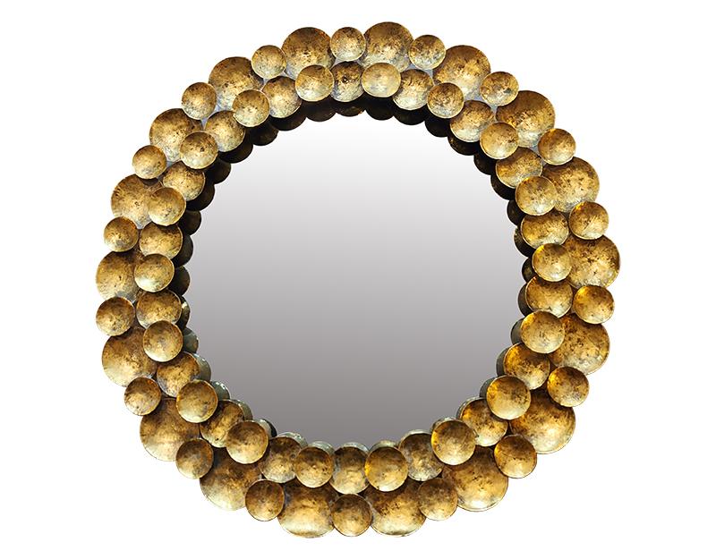 Photo n°1 du produit Miroir rond design métal doré 80cm-GR757C80-0
