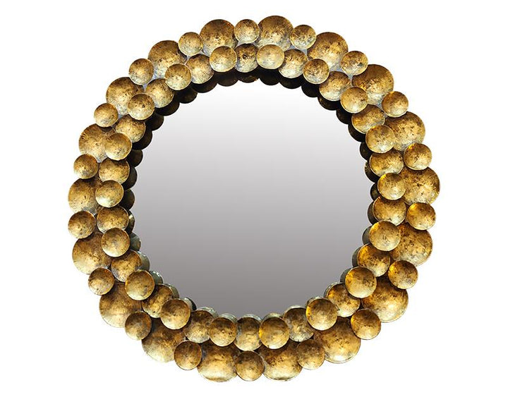 Photo n°1 du produit Miroir rond design métal doré 80cm-GR757C80-0