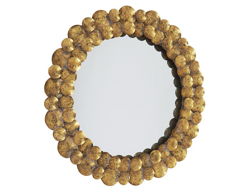 Photo n°2 du produit Miroir rond design métal doré 80cm-GR757C80-0