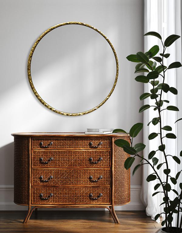 Photo n°2 du produit Miroir rond doré 80cm-GR223C80-0