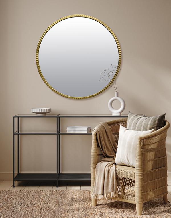 Photo n°2 du produit Miroir rond doré 80cm-GR224C80-0