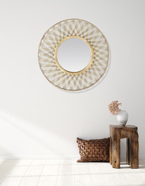 Photo n°2 du produit Miroir rond en bambou naturel 80m-GR562C80-0