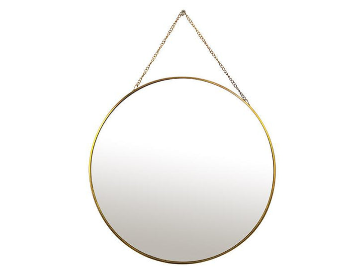 Photo n°1 du produit Miroir rond en métal doré avec chainette 30cm-GR522C30-0