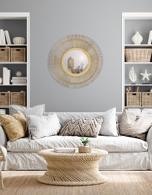 Photo n°2 du produit Miroir rond en rotin naturel 64cm-GR436C64-0