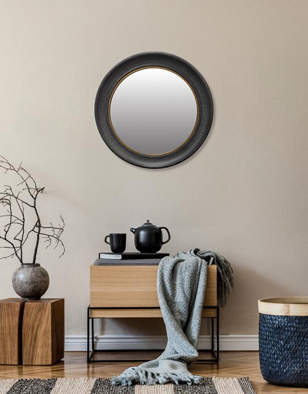 Photo n°2 du produit Miroir rond noir et doré 60cm int et 77.5cm ext-GR264C77-0