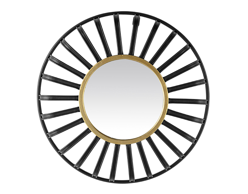 Photo n°1 du produit Miroir rond noir et doré en métal 18cm int et 40cm ext-GR568C40-0