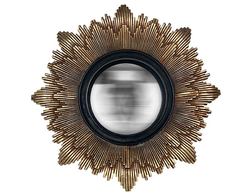 Photo n°1 du produit Miroir soleil convexe noir et doré 28cm-GR214C28-0