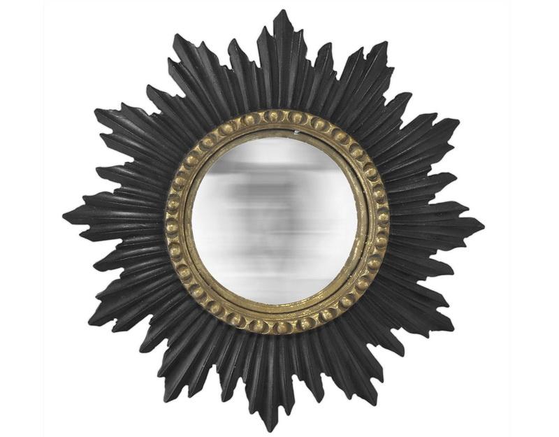 Photo n°1 du produit Miroir soleil convexe noir et doré 33cm-GR171C33-0