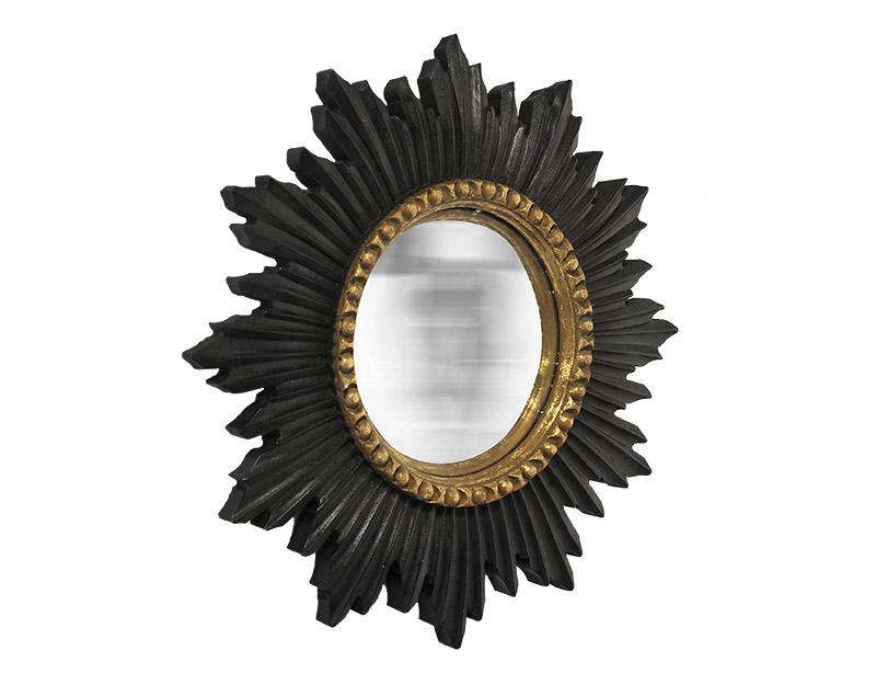 Photo n°2 du produit Miroir soleil convexe noir et doré 33cm-GR171C33-0