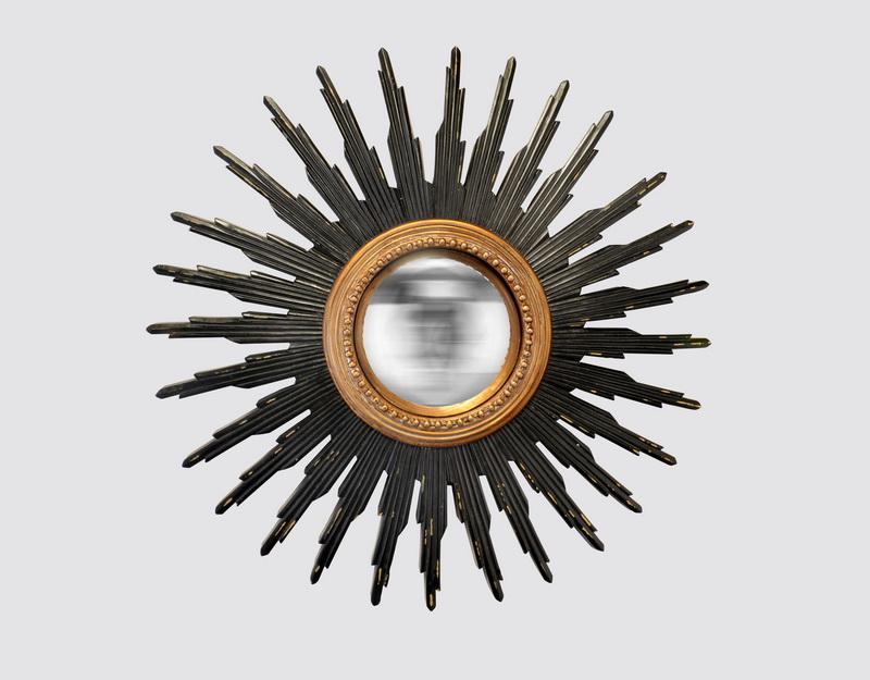 Photo n°1 du produit Miroir soleil convexe noir et doré 45cm-GR175C45-0