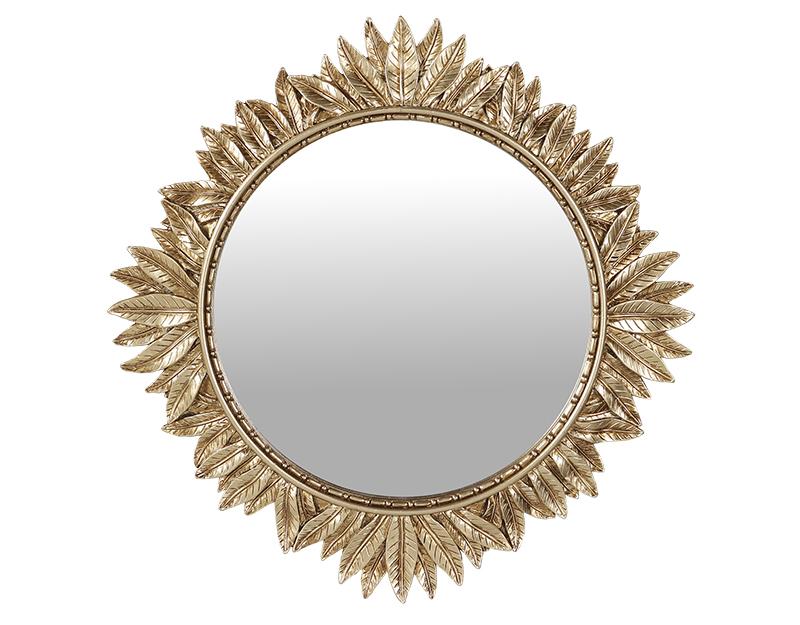 Photo n°1 du produit Miroir soleil feuilles doré 27.5cm-GR266C27-0