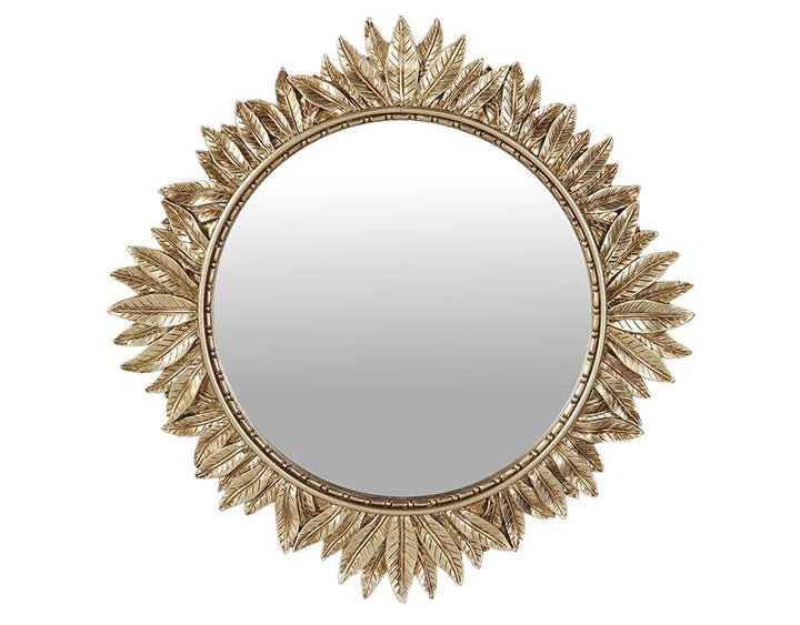 Photo n°1 du produit Miroir soleil feuilles doré 27.5cm-GR266C27-0