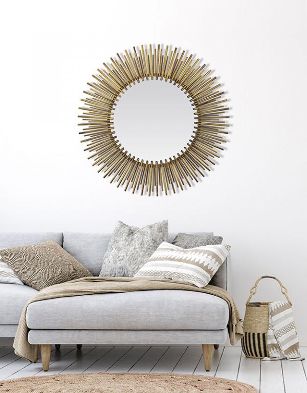 Photo n°2 du produit Miroir soleil métal doré 80cm-GR208C80-0