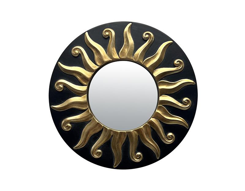 Photo n°1 du produit Miroir soleil noir doré diam 17,5cm-GR740NC17-0