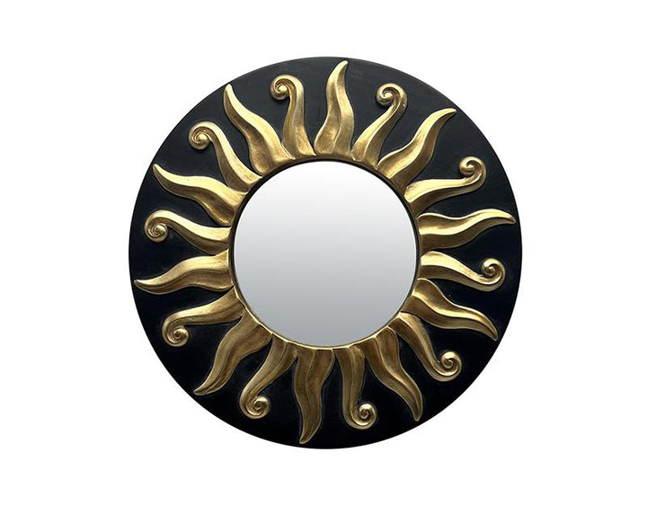 Photo n°1 du produit Miroir soleil noir doré diam 17,5cm-GR740NC17-0