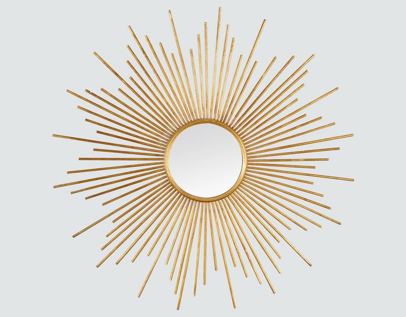 Photo n°1 du produit Miroir soleil à rayons en métal doré 80cm-GR138C80-0