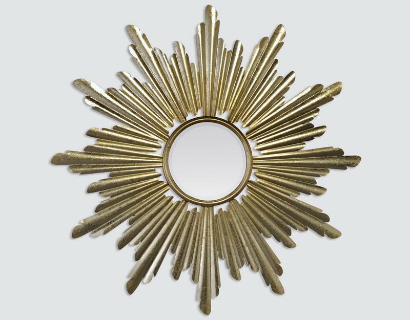 Photo n°1 du produit Miroir soleil rond métal doré 66cm-GR195C66-0