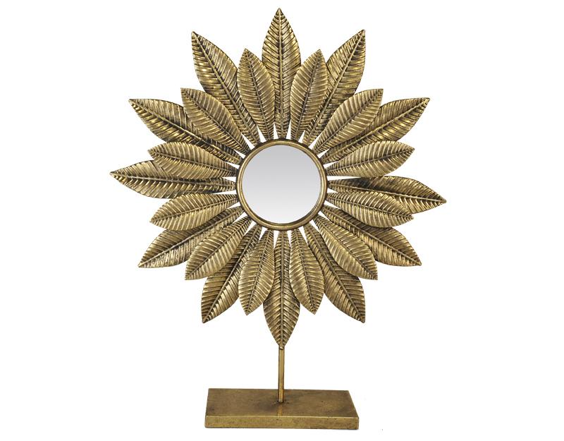 Photo n°1 du produit Miroir soleil sur pied en métal doré 59x26x81cm-GR996C55-0