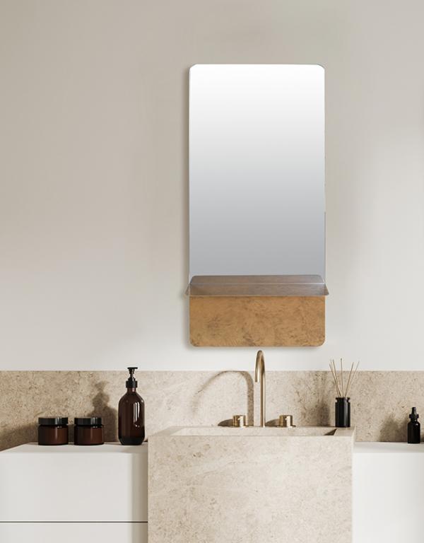 Photo n°2 du produit Miroir étagère métal doré 35x14x75cm-GP233OT75-0