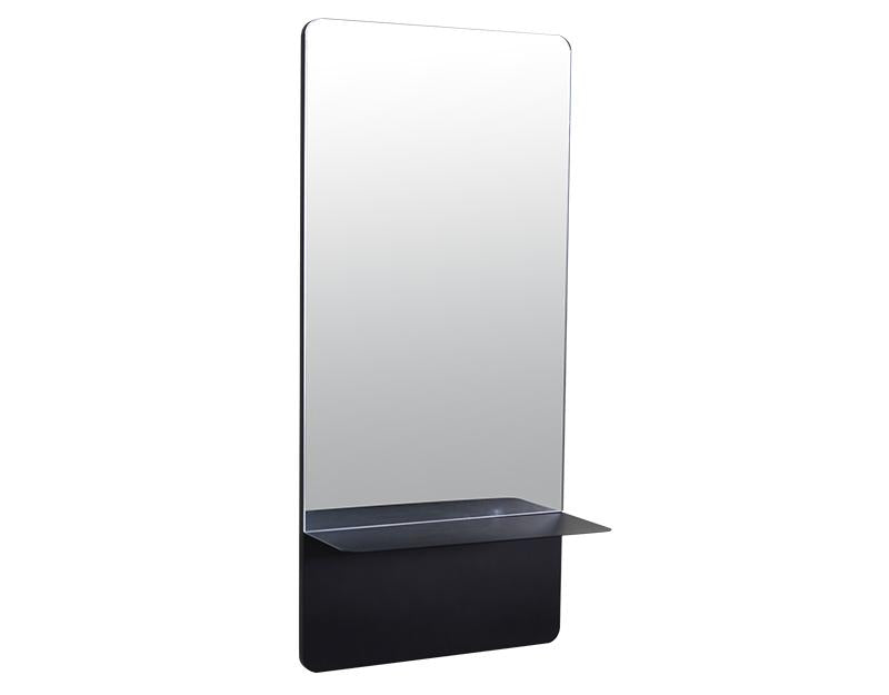Photo n°1 du produit Miroir étagère métal noir 35x14x75cm-GP233T75-0