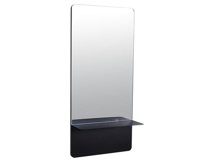 Photo n°1 du produit Miroir étagère métal noir 35x14x75cm-GP233T75-0