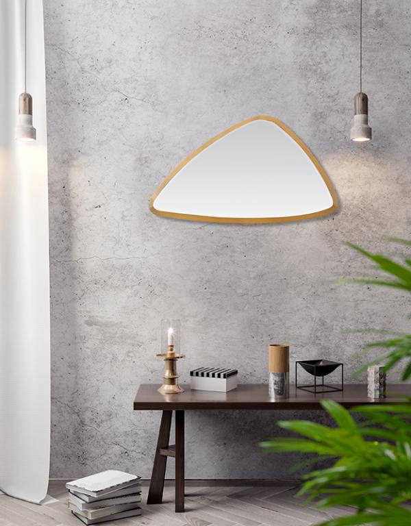 Photo n°2 du produit Miroir triangle arrondi doré 46x27x4cm-GB290T46-0