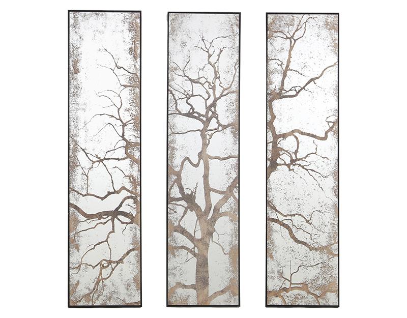 Photo n°1 du produit Miroir triptyque imprimé arbre 30x120cm-GP260TTT-0