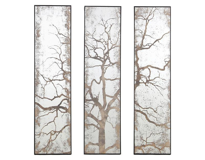 Photo n°1 du produit Miroir triptyque imprimé arbre 30x120cm-GP260TTT-0