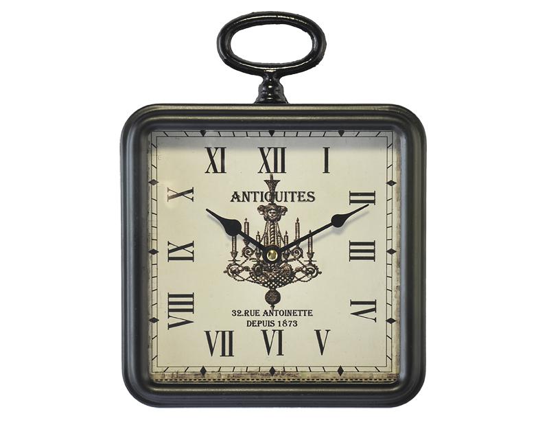 Photo n°1 du produit Petite horloge carrée métal noir 20x26cm-H298T26-0