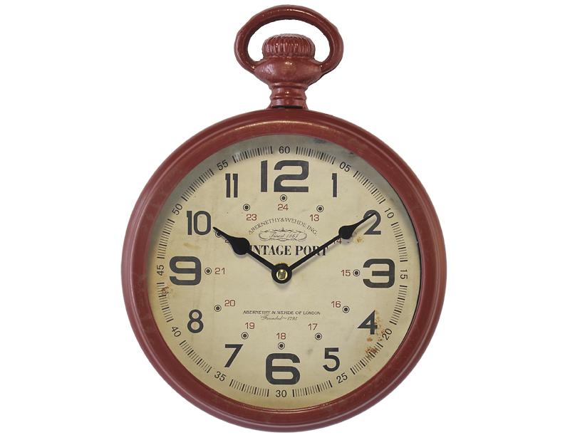 Photo n°1 du produit Petite horloge ronde métal rouge 22x28cm-H300C22-0