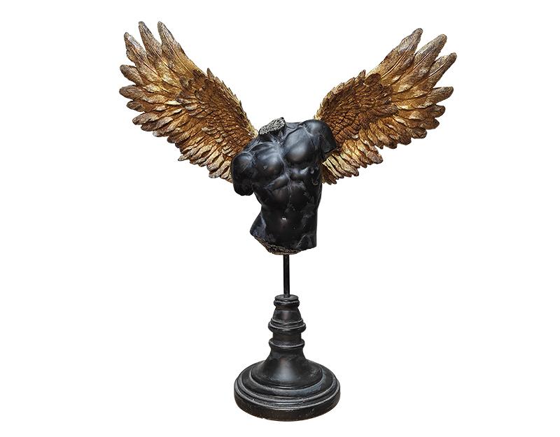 Photo n°1 du produit Statue homme ailé noir et doré 44.5x13.5x47.5cm-ST100T47-0