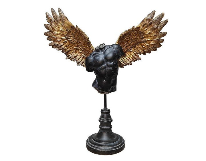 Photo n°1 du produit Statue homme ailé noir et doré 44.5x13.5x47.5cm-ST100T47-0