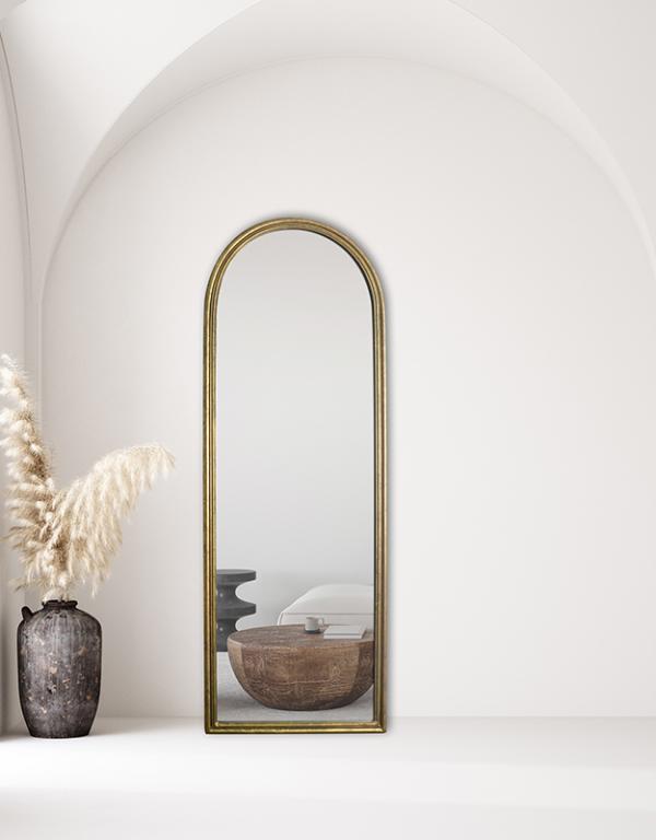 Miroir fenêtre en métal doré 170x60cm