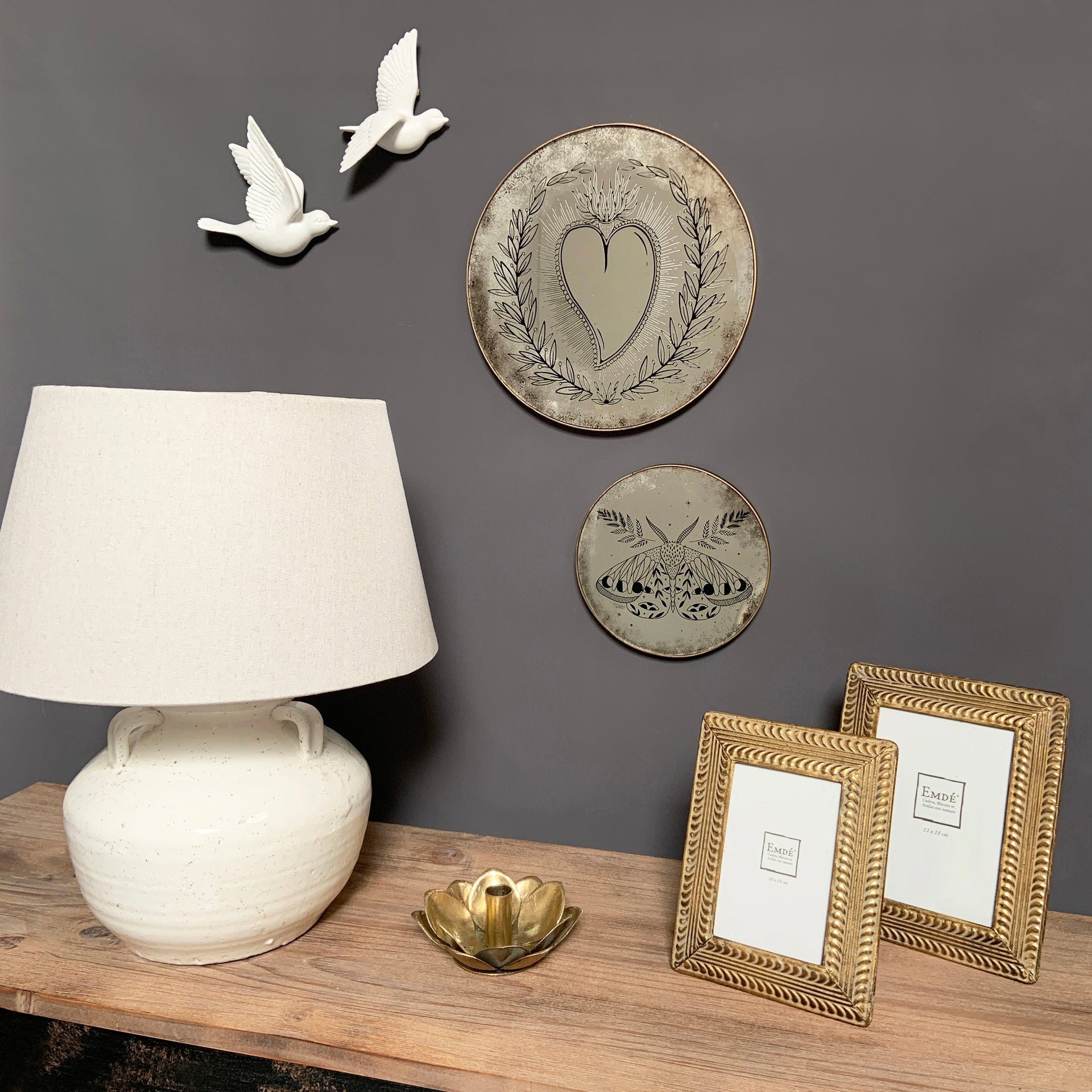 Déco murale miroir imprimé ex voto 30cm