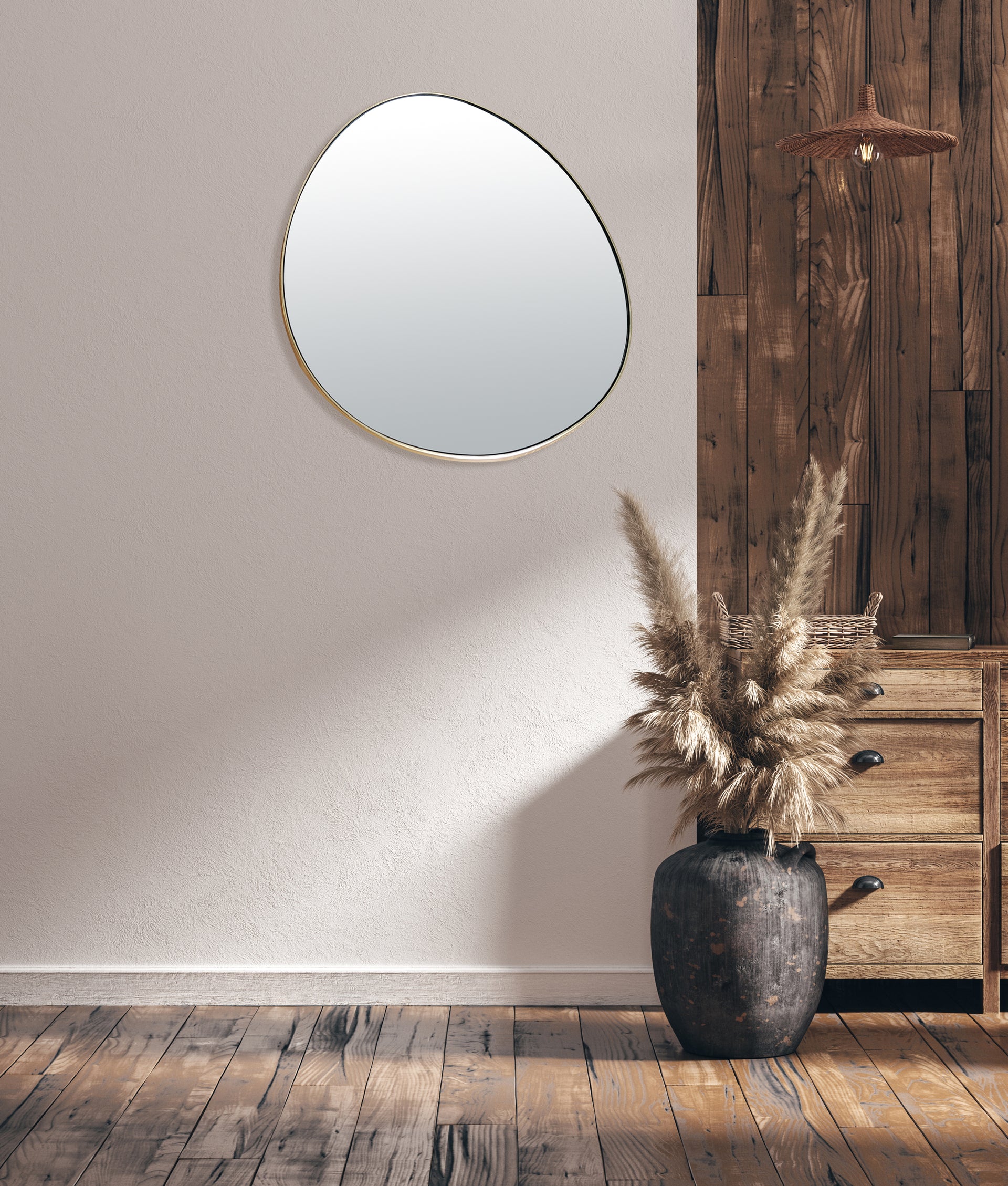 Miroir fin doré 47x43cm