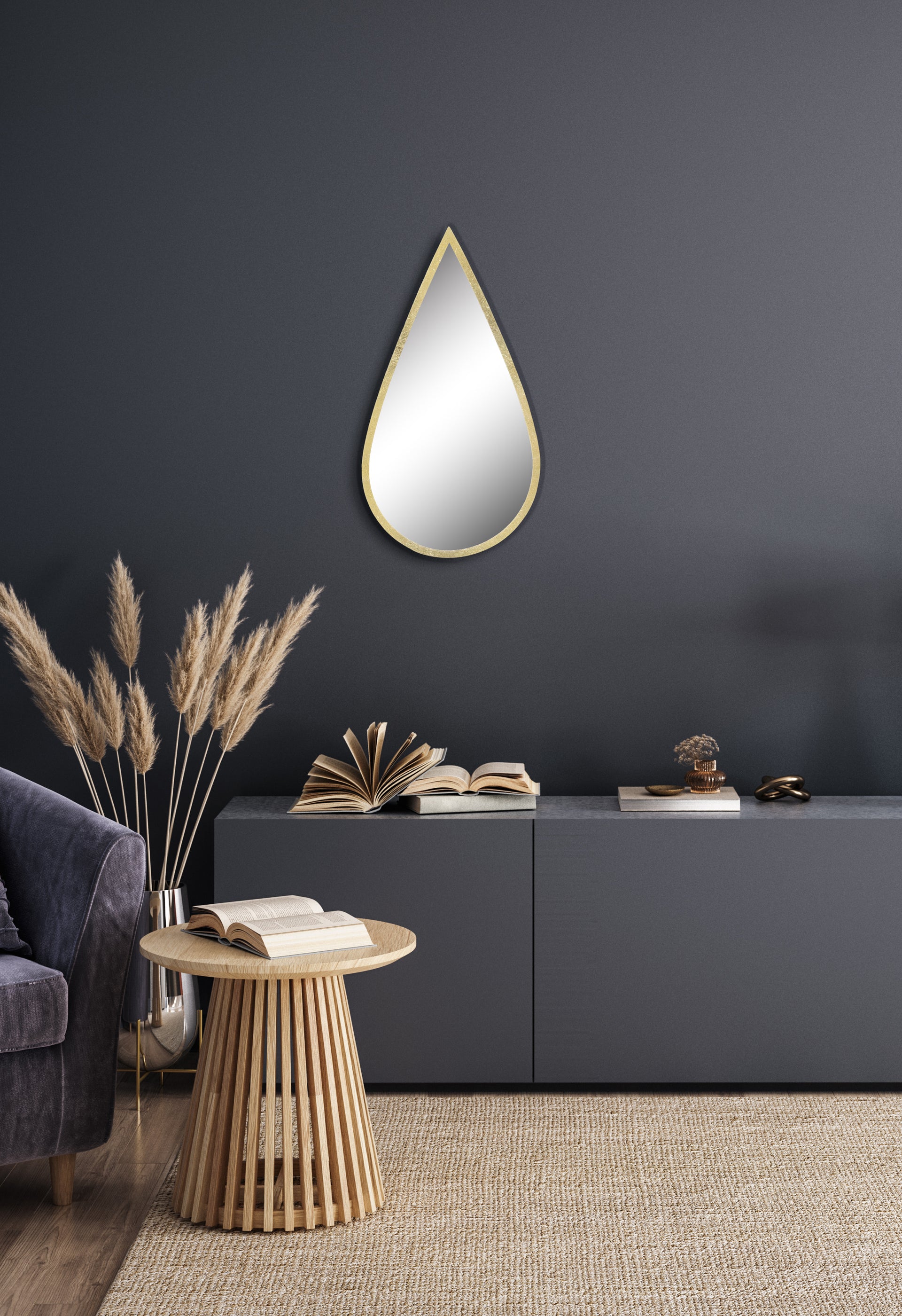 Miroir goutte métal doré 24.5x44.5cm