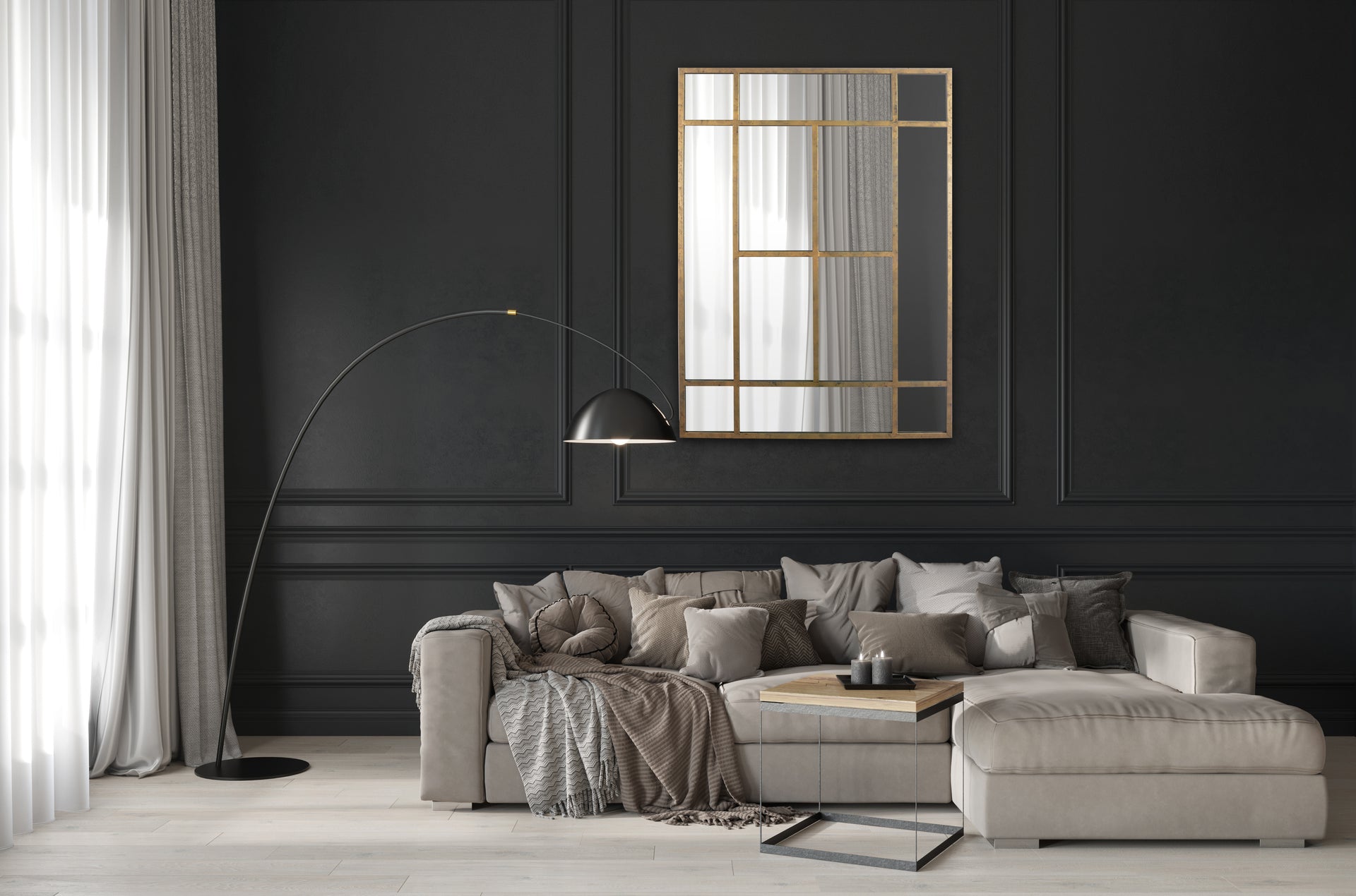 Miroir métal doré 140x100cm