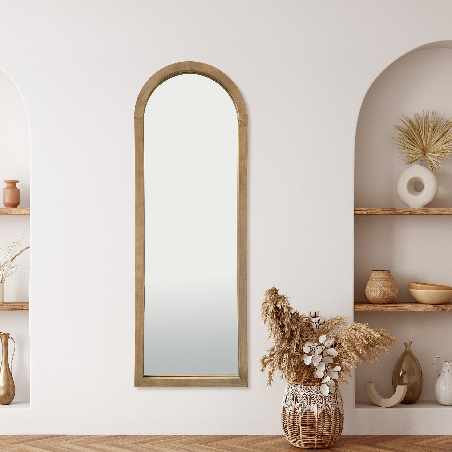 Miroir arche en bois clair 60x170cm