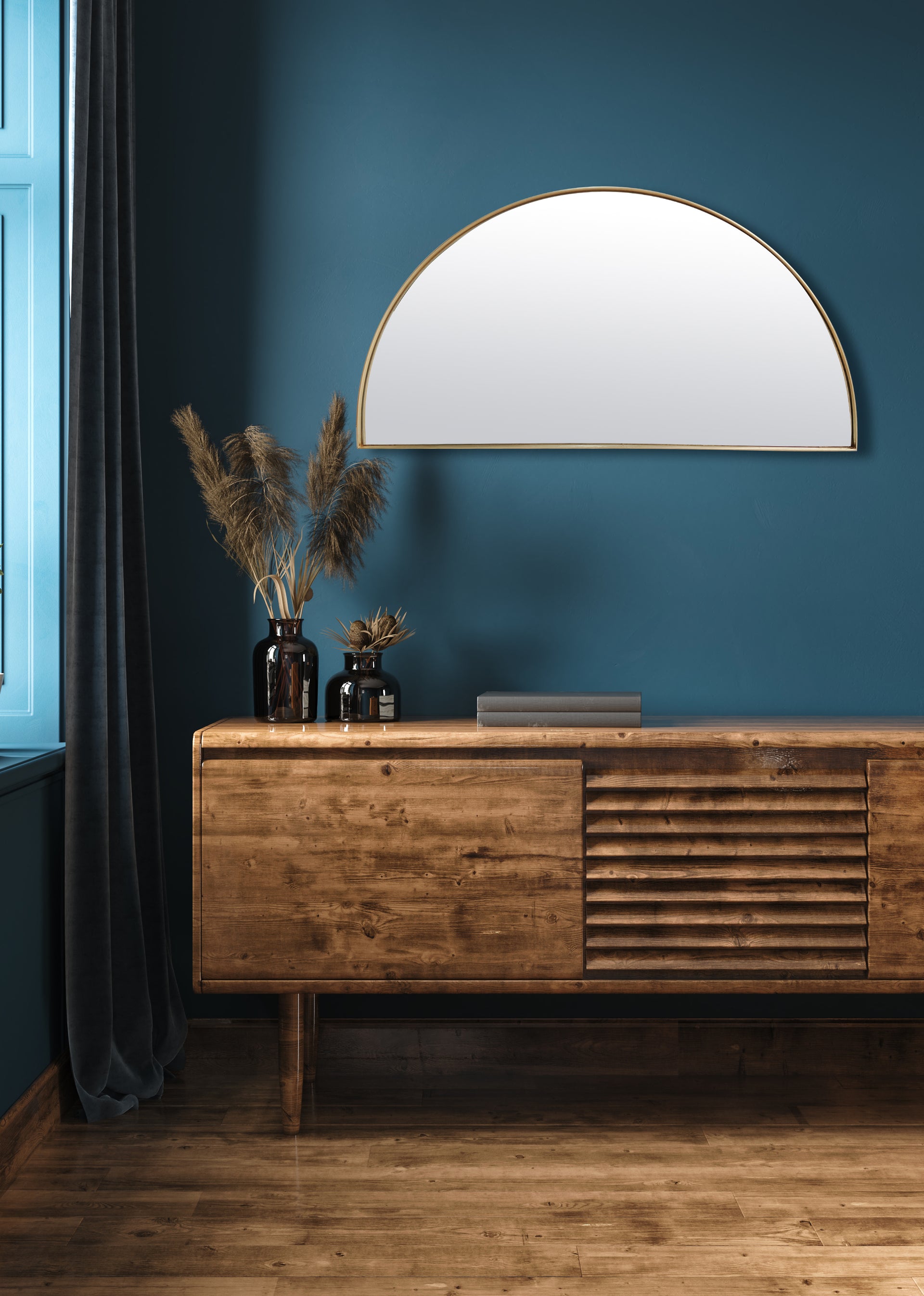 Miroir fin doré demi cercle 40x80cm