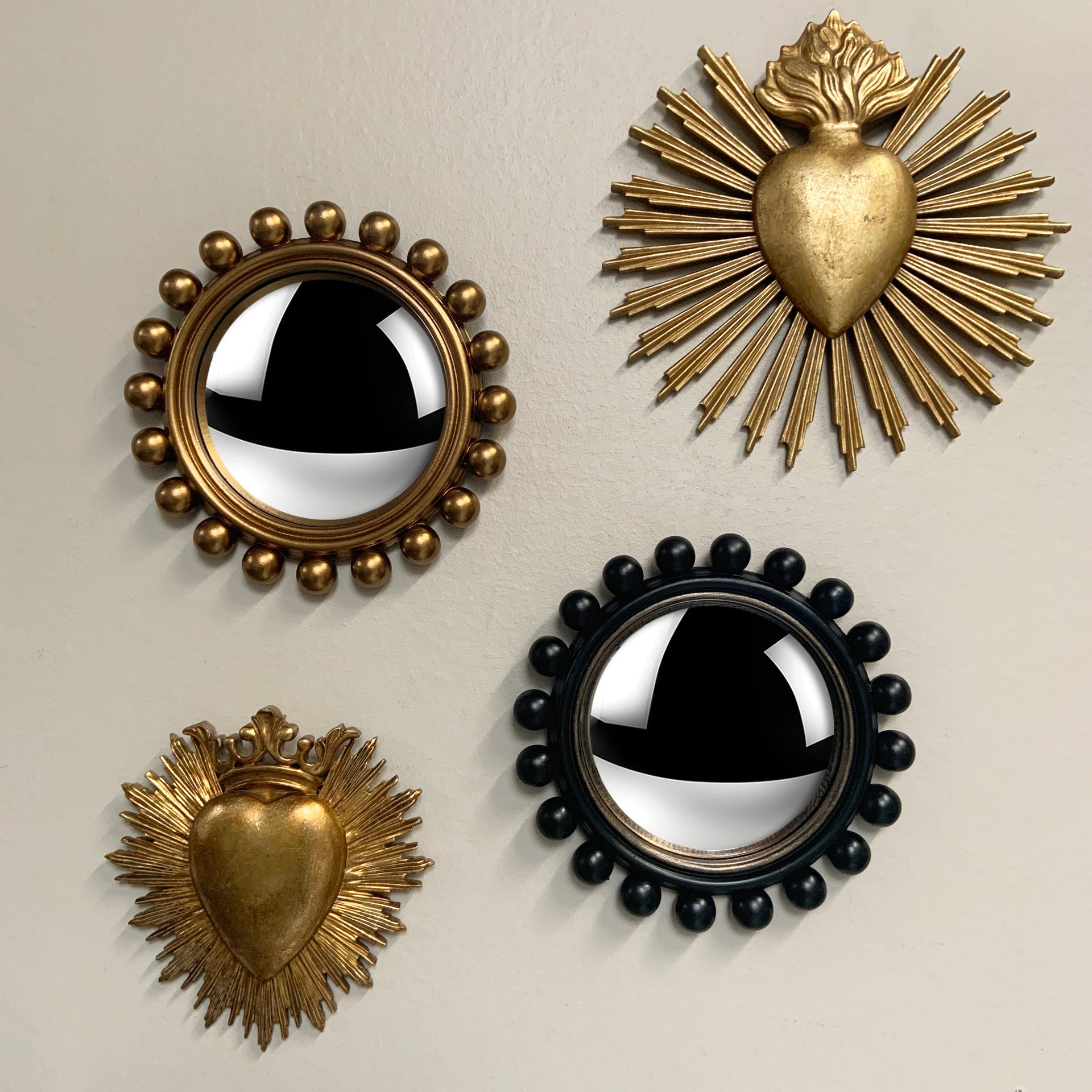 Miroir convexe doré 21,5cm