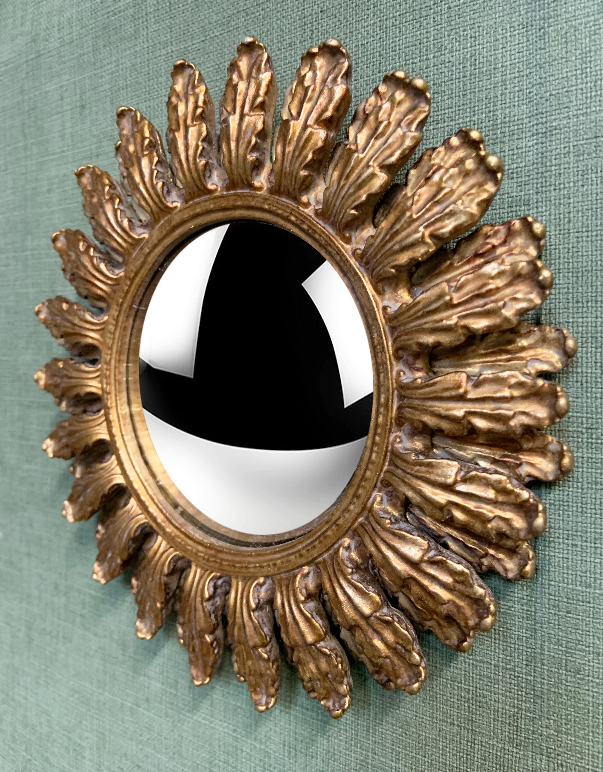 Miroir convexe pétales doré 19.5cm