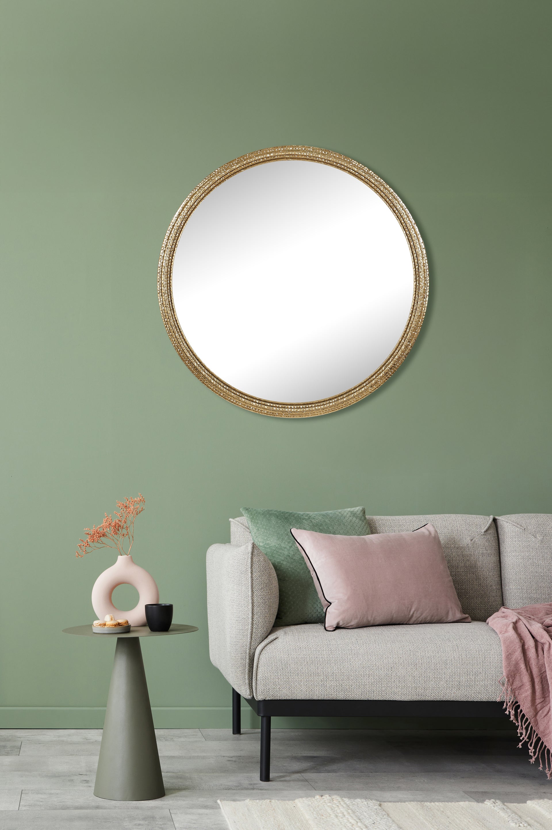 Miroir métal doré diam 80cm