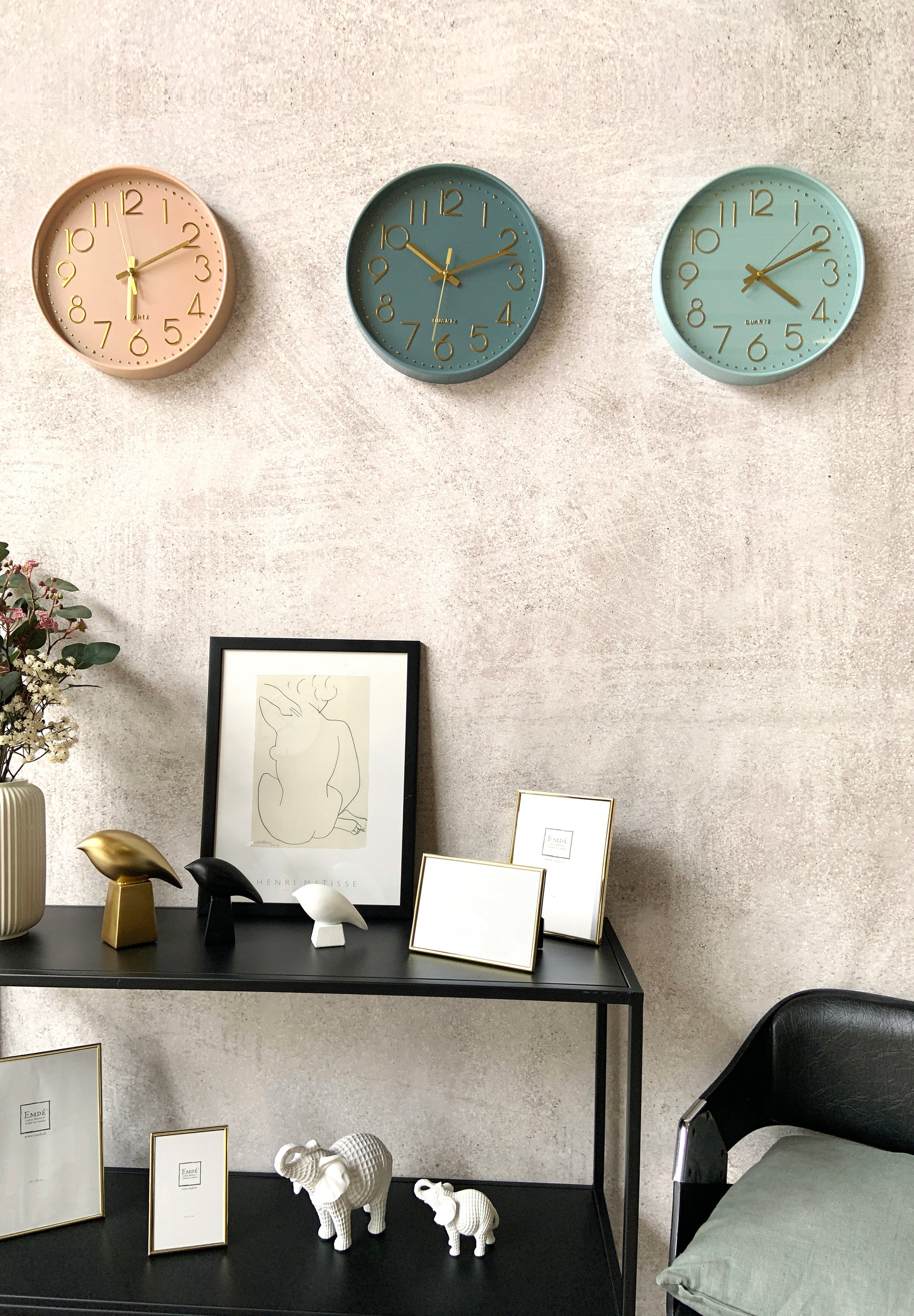 Horloge color block bleu ciel 30,5cm